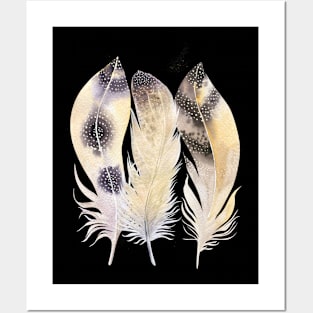 Trio Of Golden Feathers Posters and Art